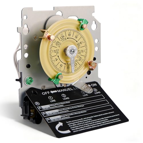 Osyyhe T104M Mechanical Timer Switch (Mechanism Only),208-277 VAC 5HP 40A DPST Pool Pump Timers Replacement,24-Hour 12 ON/Off Electromechanical Timer Switch for Pool Pump Water Heater Lighting - Image 1