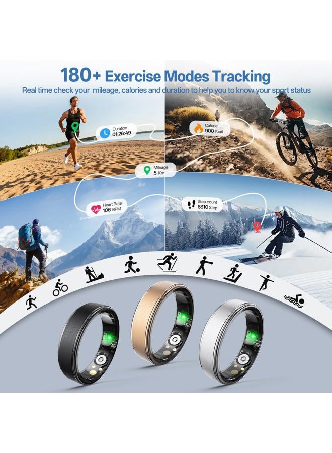 Giwbeiv Smart Ring for Women Men - Health Fitness Tracker Ring with Heart Rate/Sleep Tracker/Blood Oxygen/HRV/Stress/Calorie/Steps, Waterproof Health Ring for iOS & Android, No APP Fees(Black,10#) - Image 4