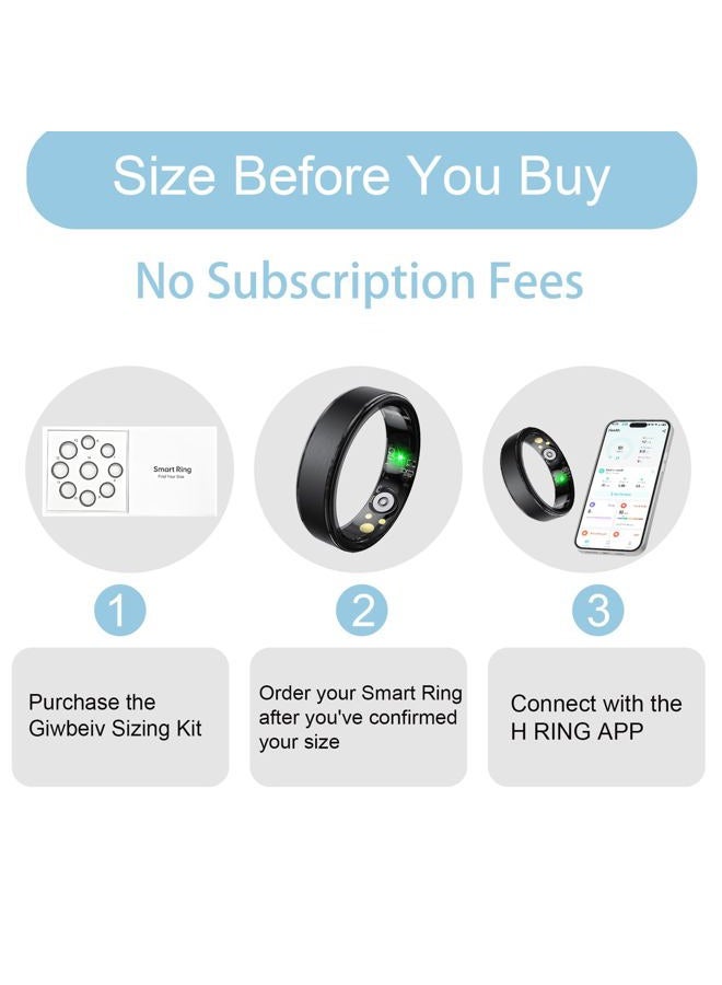 Giwbeiv Smart Ring for Women Men - Health Fitness Tracker Ring with Heart Rate/Sleep Tracker/Blood Oxygen/HRV/Stress/Calorie/Steps, Waterproof Health Ring for iOS & Android, No APP Fees(Black,10#) - Image 2