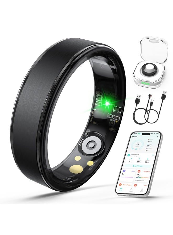 Giwbeiv Smart Ring for Women Men - Health Fitness Tracker Ring with Heart Rate/Sleep Tracker/Blood Oxygen/HRV/Stress/Calorie/Steps, Waterproof Health Ring for iOS & Android, No APP Fees(Black,10#) - Image 1