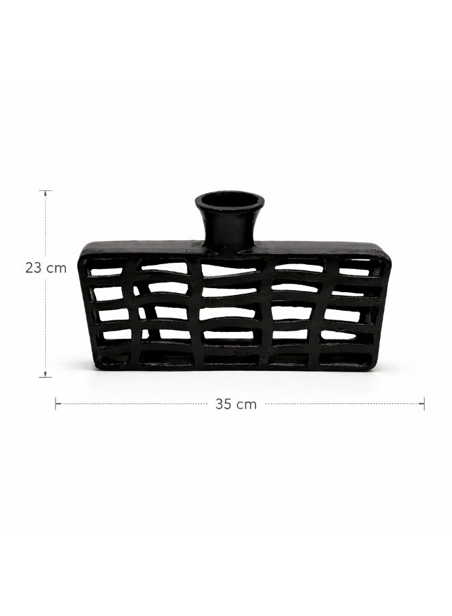 Handmade Aluminium Coated Flower Vase, Black, Unique Lattice Design - Image 2