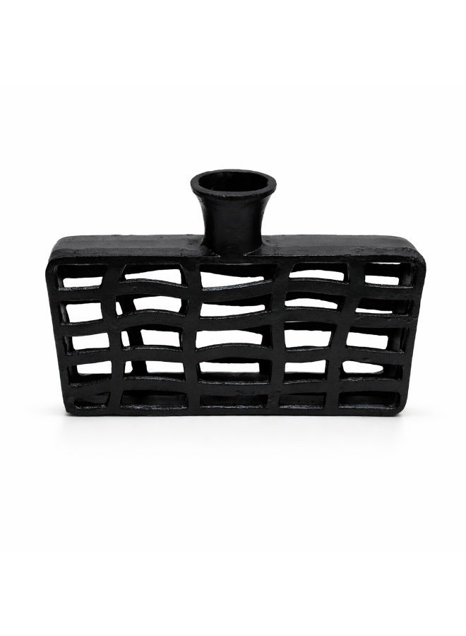 Handmade Aluminium Coated Flower Vase, Black, Unique Lattice Design - Image 3