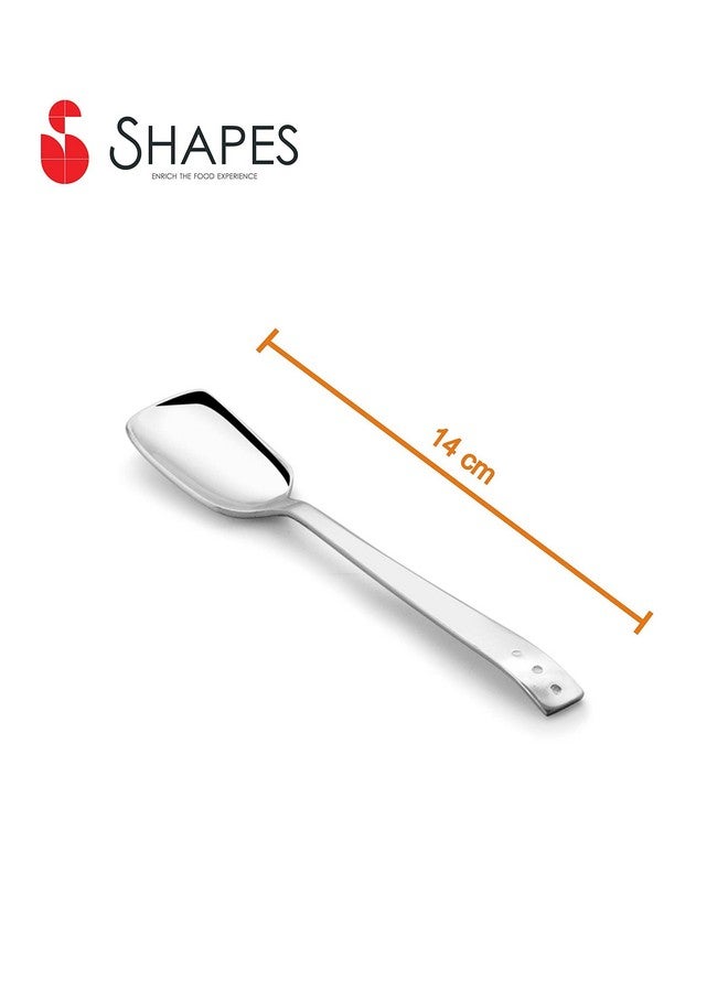 SHAPES Premium Stainless Steel White Dot Ice Cream Spoon Set of 12 Pieces | Ice Cream Spoon, Frozen Desserts | Rust-Resistant, Dishwasher Safe, Elegant Design