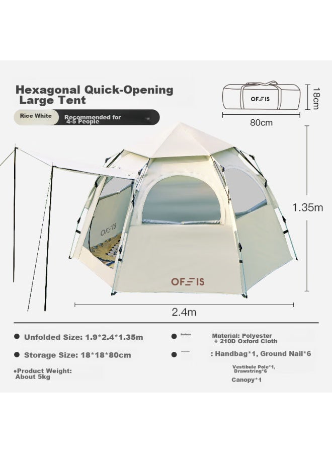 Ofeis German Outdoor Hexagonal Tent, Camping Fully Automatic Park Gate Hall, Portable Windproof Sun-resistant Hydraulic Storage - Image 1