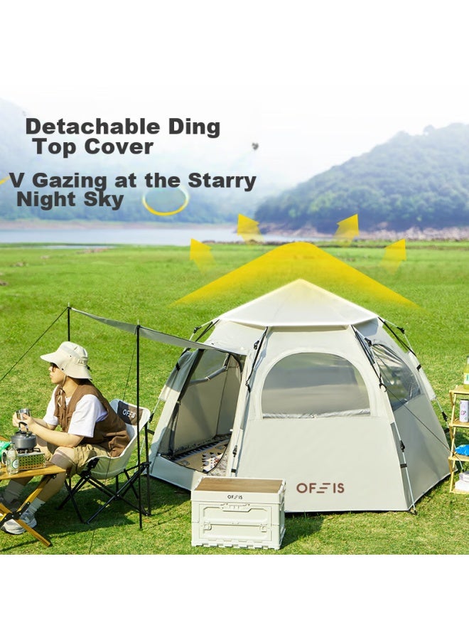 Ofeis German Outdoor Hexagonal Tent, Camping Fully Automatic Park Gate Hall, Portable Windproof Sun-resistant Hydraulic Storage - Image 2