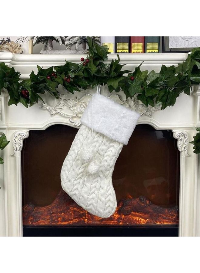 NIBEMINENT Knitted Socks Ornament Supplies Pendant Gift Bag White - Image 1