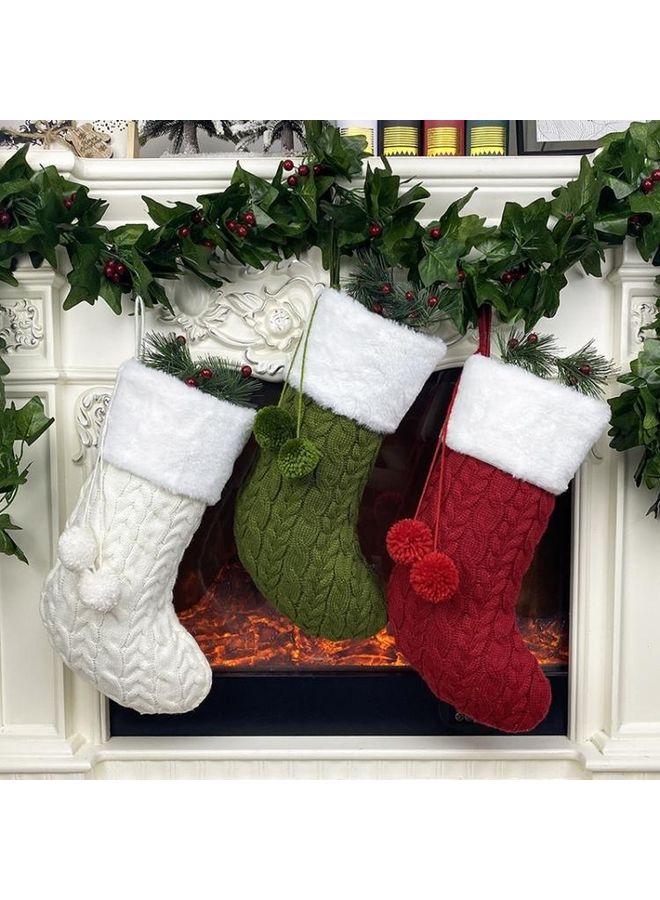 NIBEMINENT Knitted Socks Ornament Supplies Pendant Gift Bag White - Image 4