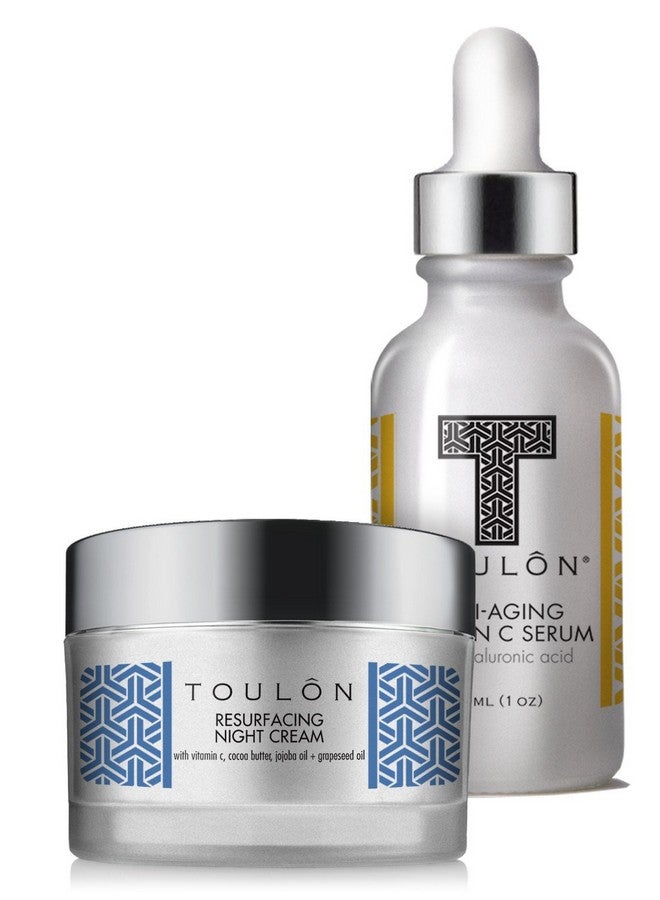 TOULON Vitamin C Anti Aging Skin Care Kits; Women Beauty Gifts Vitamin C Serum With Hyaluronic Acid And Vit C Moisturizer For Face For Night & Day; Gift Set Kit - Image 2