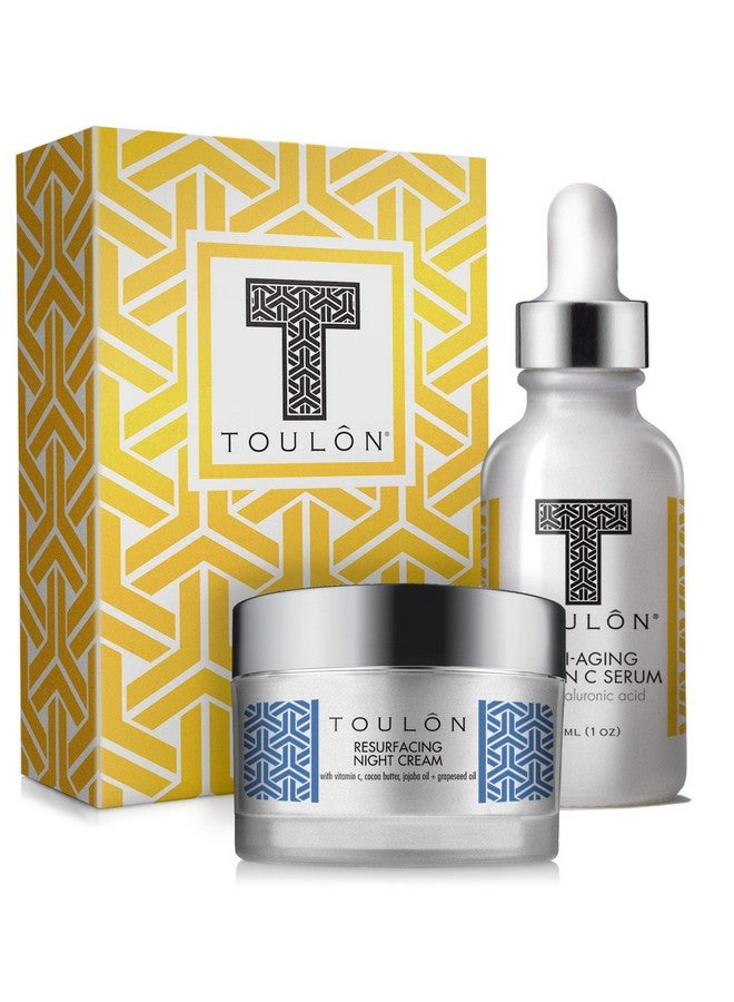 TOULON Vitamin C Anti Aging Skin Care Kits; Women Beauty Gifts Vitamin C Serum With Hyaluronic Acid And Vit C Moisturizer For Face For Night & Day; Gift Set Kit - Image 1