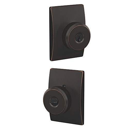 SCHLAGE F51A BWE 716 CEN Bowery Knob with Century Trim Keyed Entry Lock Aged Bronze F51A BWE 716 CEN - Image 3