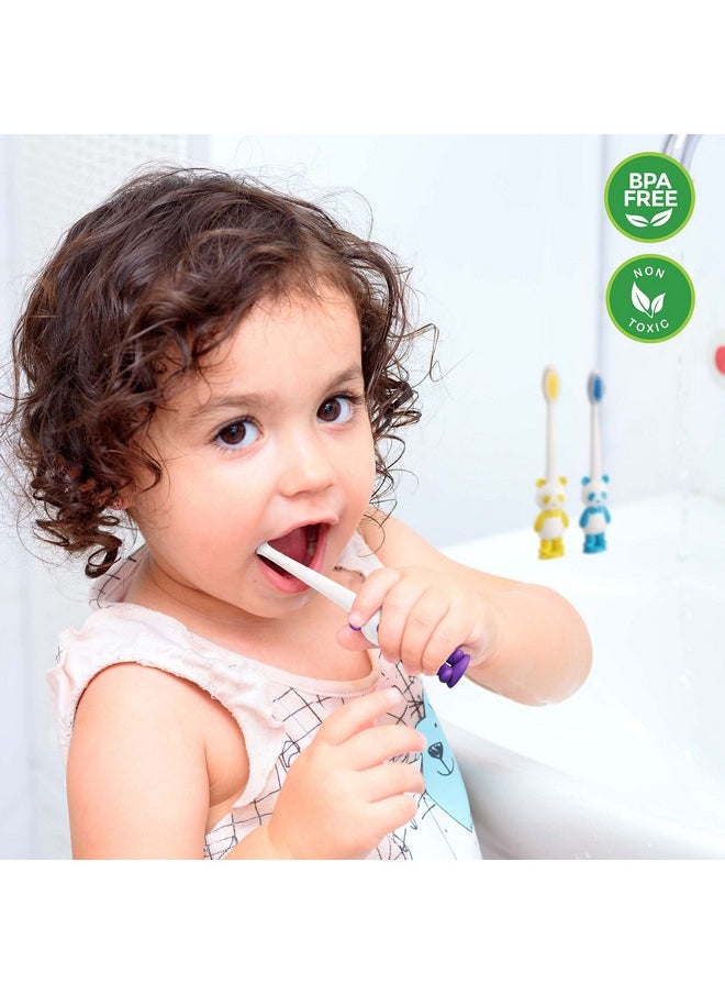 Luvlap - Panda Manual Toothbrush For Baby & Kids, Ultra Soft Micro Nano 12000 Floss Bristle, Bpa Free, Suction Cup, Boys & Girls' Toddler Toothbrush, Tongue Scrapper On Head,Multicolor, 18M+ - Image 1