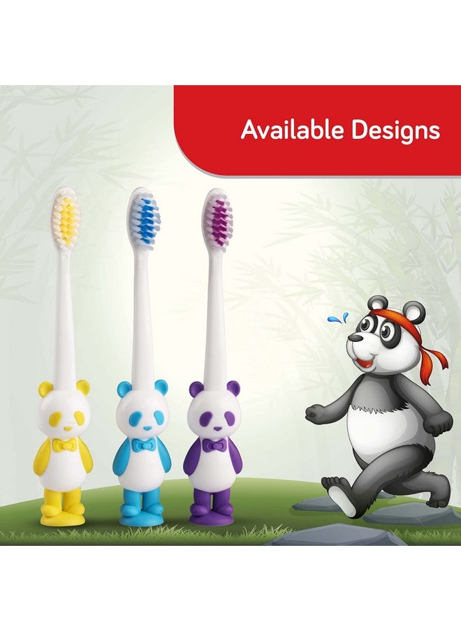 Luvlap - Panda Manual Toothbrush For Baby & Kids, Ultra Soft Micro Nano 12000 Floss Bristle, Bpa Free, Suction Cup, Boys & Girls' Toddler Toothbrush, Tongue Scrapper On Head,Multicolor, 18M+ - Image 1