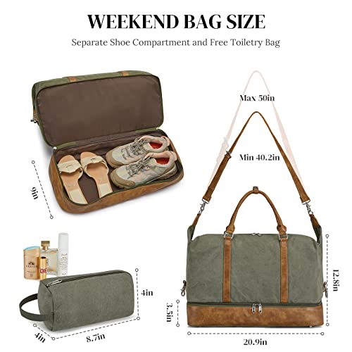 S-ZONE Weekender Bags for Women Men Travel Duffel Bags with Shoe Compartment Overnight Carry on Duffle Tote - Image 3