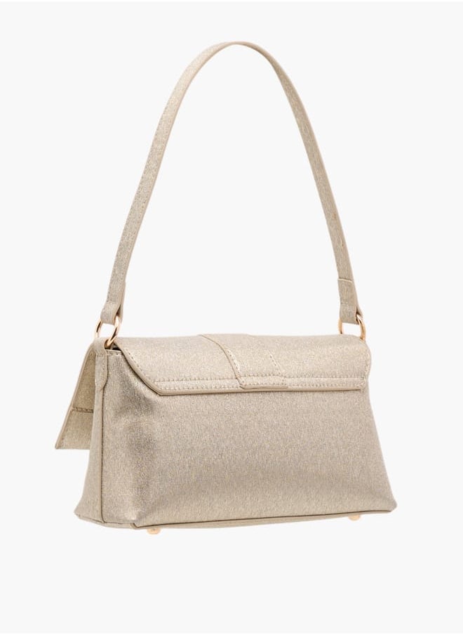 Flora Bella By Shoexpress Women Textured Shoulder Bag with Magnetic Button Closure  - Image 3