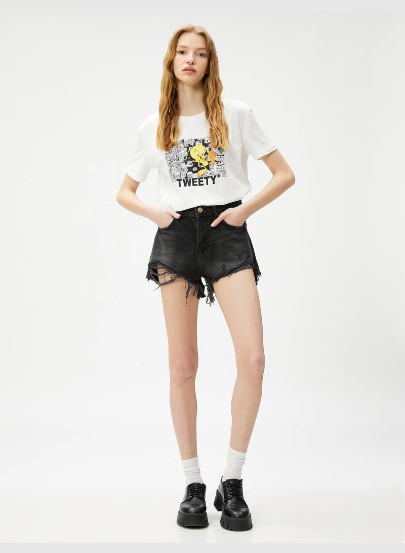 KOTON Tweety Licensed Printed Crew Neck Short Sleeve T-Shirt