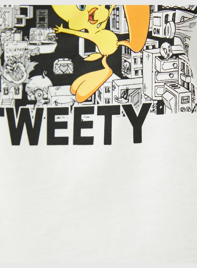 KOTON Tweety Licensed Printed Crew Neck Short Sleeve T-Shirt