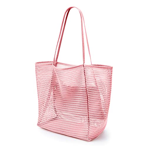 KALIDI Beach Mesh Tote Bag, Casual Tote Bag Hobo Women Foldable MAX 23L Shoulder Grocery Bag For Beach Picnic Vacation - Image 1