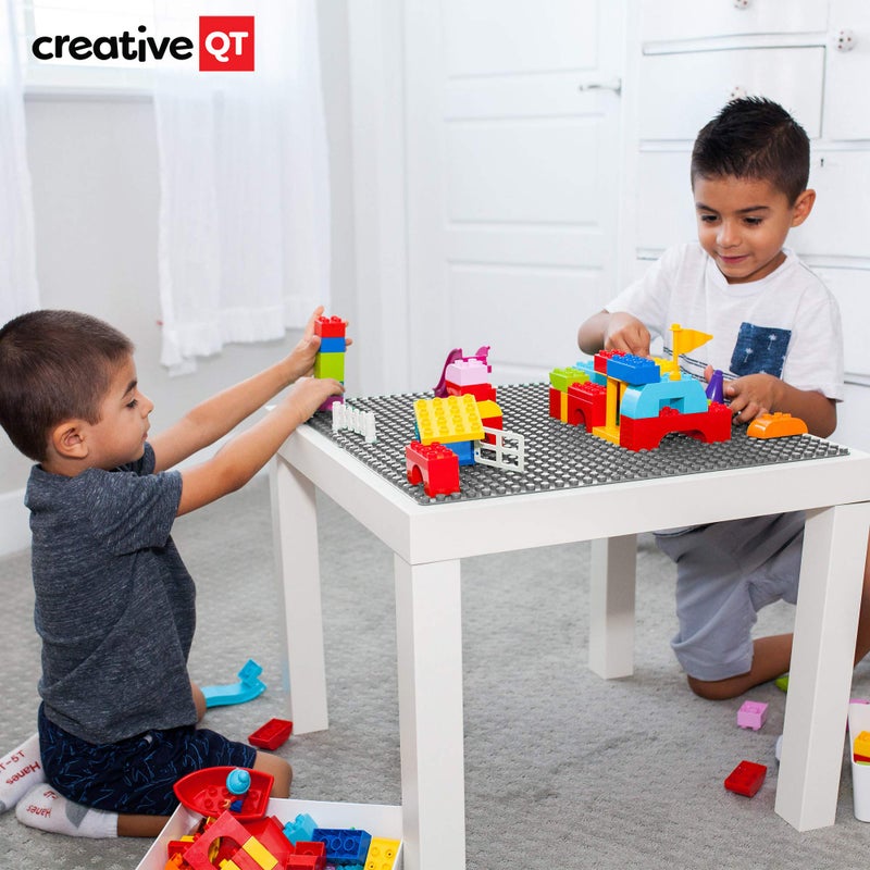 Creative QT Peel-and-Stick Baseplate - Grey, 4-Pack, 10 x 10 in - Compatible with DUPLO-Style Bricks DIY Building Baseplates for Play Tables & Walls - Image 5