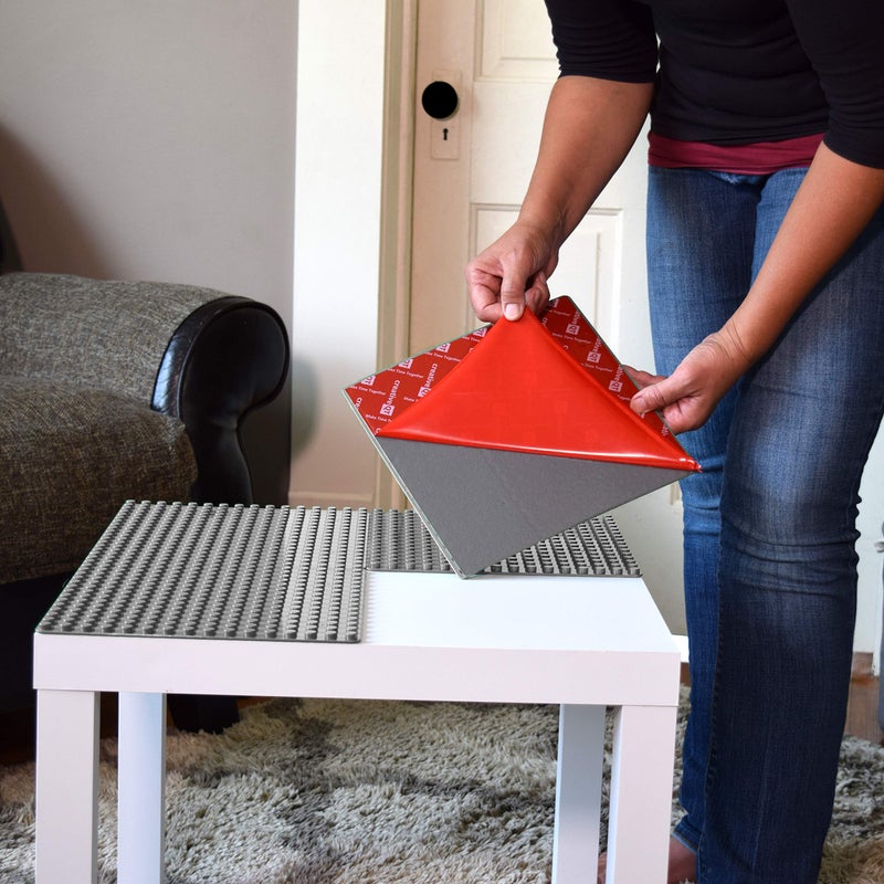 Creative QT Peel-and-Stick Baseplate - Grey, 4-Pack, 10 x 10 in - Compatible with DUPLO-Style Bricks DIY Building Baseplates for Play Tables & Walls - Image 3