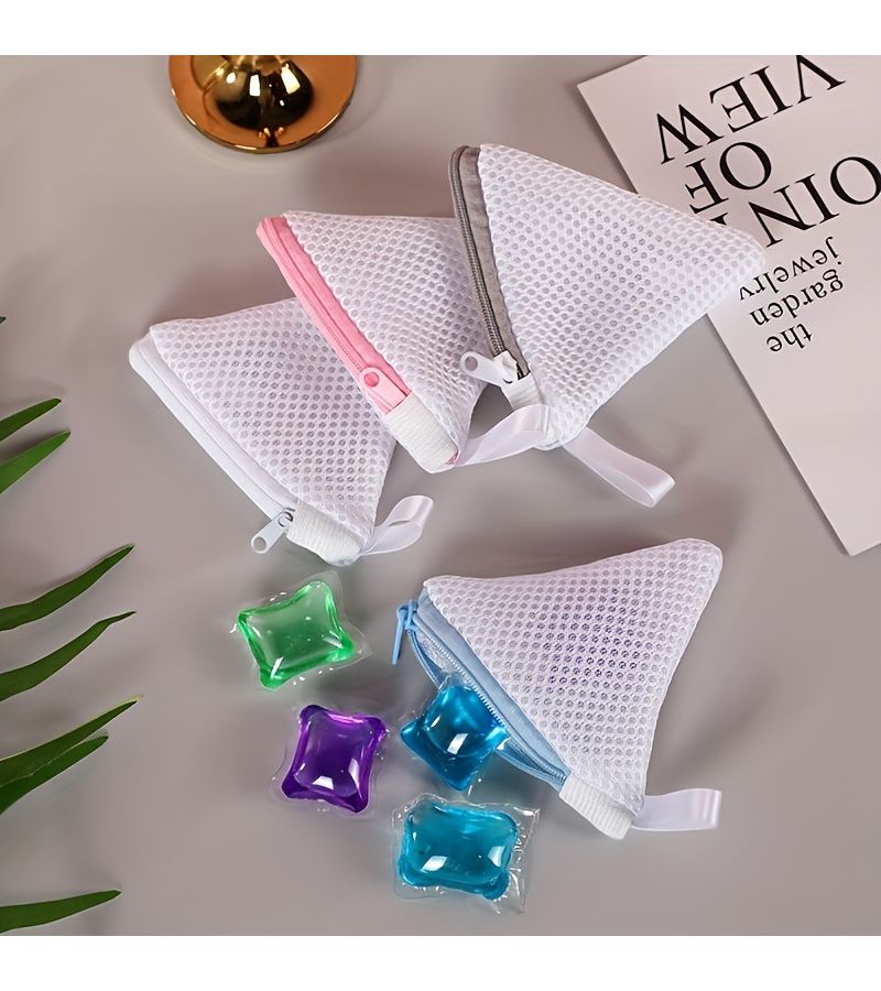 3pcs Reusable Laundry Soap Bags With Zipper Closure Pink Mesh Bags For Scented Beads Delicates And Small Items Storage Machine Washable - Image 2