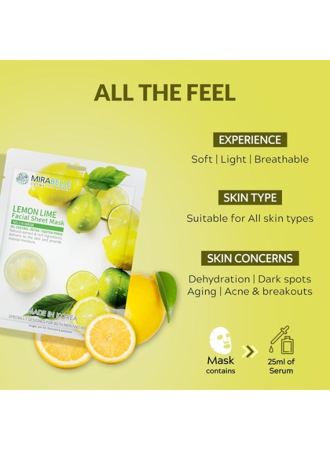 MIRABELLE Lemon Facial Serum Sheet Mask | Pore Tightening & Oil Control | (Pack Of 1), 25Ml - Image 2