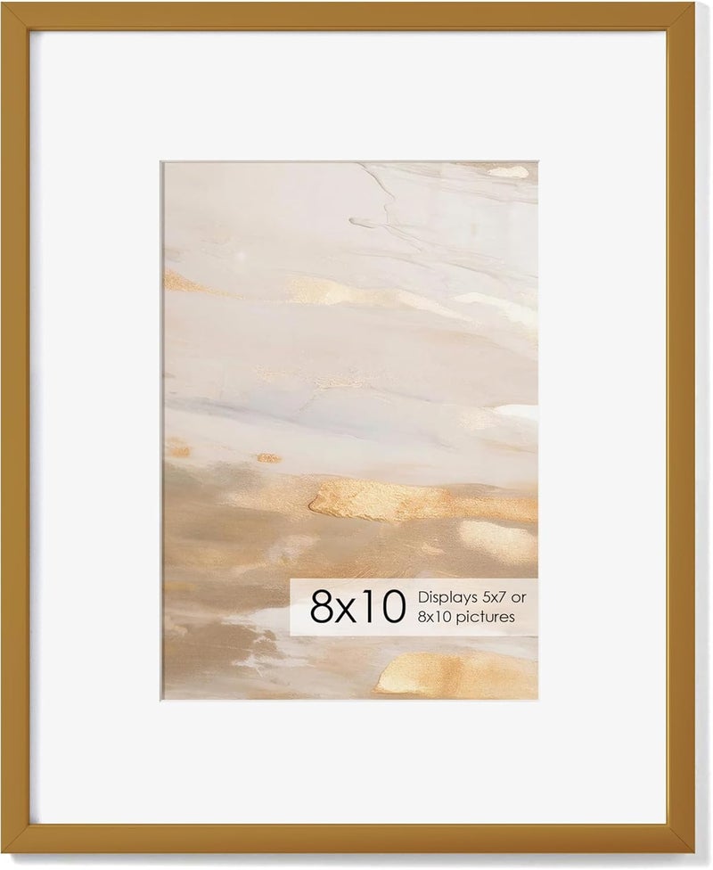 Fun Memories إطار صور معدني مقاس 8x10 بوصة من ذكريات ممتعة - إطارات صور ألومنيوم - حشوة 5x7 - مثالي للعرض على الحائط أو الطاولة - يتضمن ملحقات تعليق وخطاف حائط - برونزي - مجموعة من 1 - Image 1