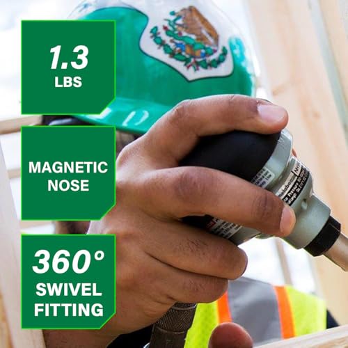 Metabo HPT Palm Nailer, Pro-preferred Pneumatic Power Nailers, Palm Tool for Joist Hangers & Connectors, Magnetic Nose for Precise Fastening, 360° Swivel Plug, 2-1/2″ to 3-1/2″ Bulk Fasteners, NH90AB - Image 2