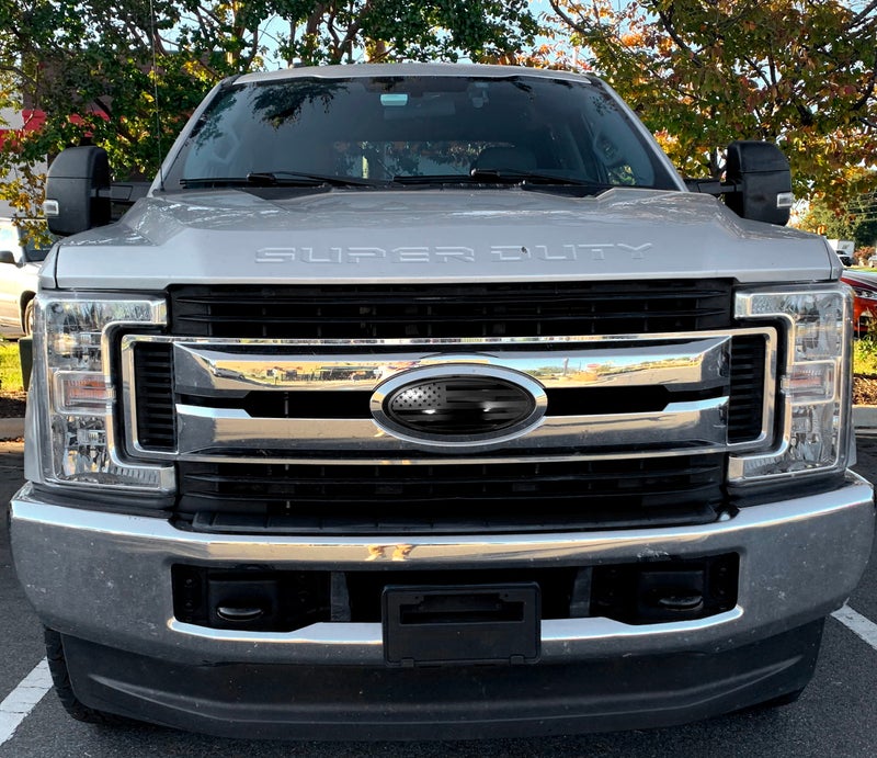 eVerHITCH 9.5" Front Grille Tailgate Rear Aluminum Overlay American Black Flag Oval Emblem for F150 (9.5", Black) - Image 5