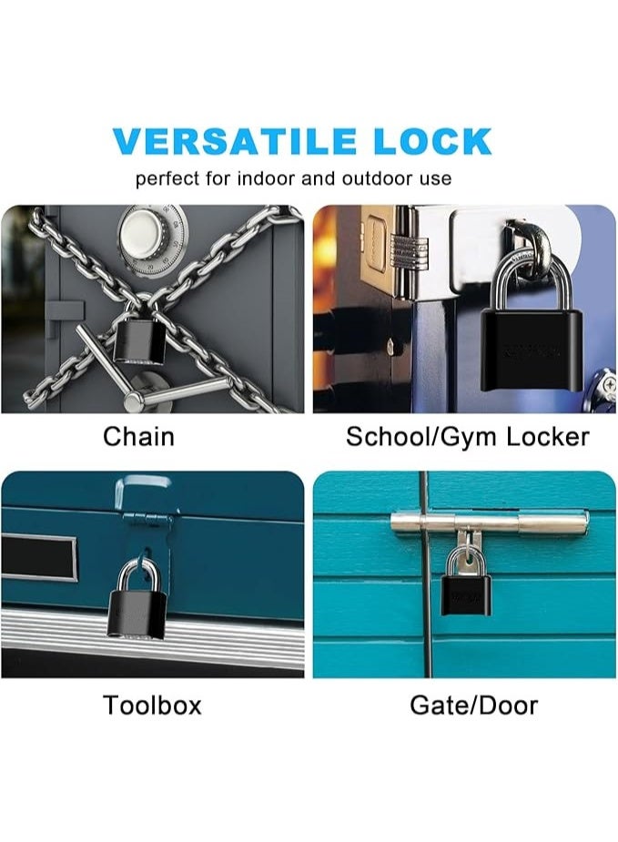 Heavy Duty Locker  Lock with Hardened Steel Shackle, 4-Digit Combination Lock Outdoor Padlock -Waterproof Combo Lock for Gym Locker, Hasp Storage, Shed, Fence, Gate (Black,1Pcs) - Image 5