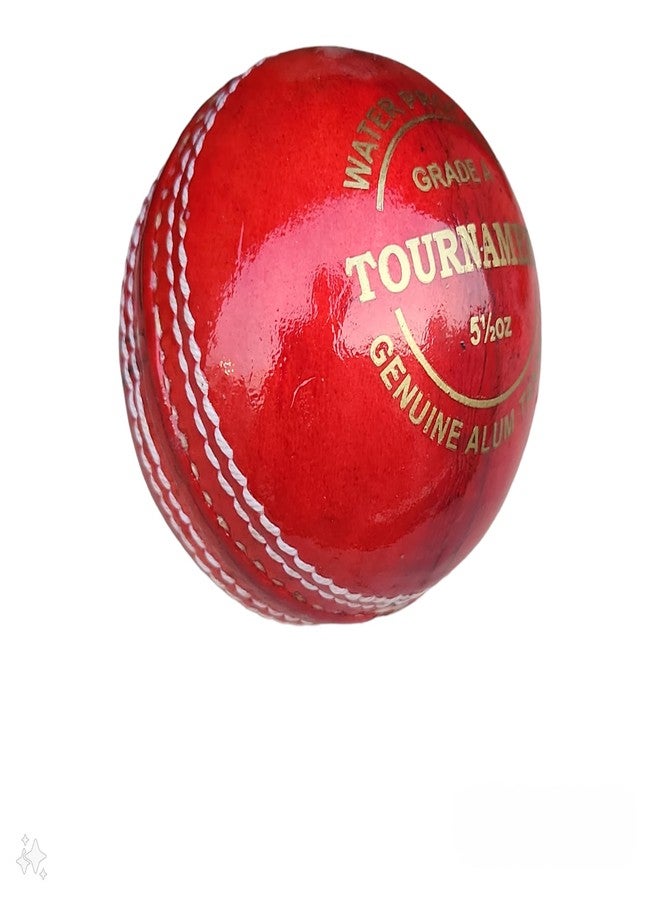 STRIVE FIT Tournament Leather Cricket Ball - 4-Piece Genuine Alum Hide, 155g, Regular Size, Multicolor - Match & Practice Ball for All Weather Play - Image 1