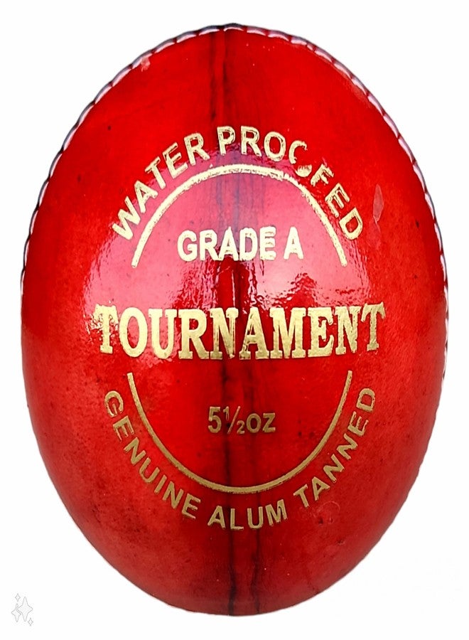 STRIVE FIT Tournament Leather Cricket Ball - 4-Piece Genuine Alum Hide, 155g, Regular Size, Multicolor - Match & Practice Ball for All Weather Play - Image 3