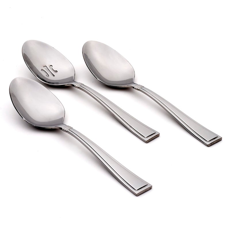 Oneida Butler Everyday Flatware Serving Spoons 18/0 Stainless Steel  Set Of 3  Silverware Set
