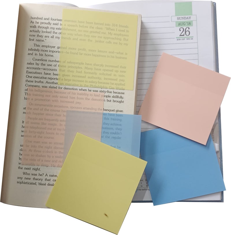IMPRINT Self Stick Notes | Transparent | Waterproof | Non Tearable | PVC Material Size 3 x 3 Inch Pastel Colors | Pack of 3 - Image 3