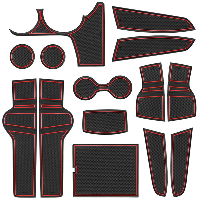 SENSHINE SENSHINE Customized Liners for Kia Sportage Accessories 2023 Hybrid Cup Holder Insert Liner Center Console Liner Glove Box Mats Inserts Non-Slip Mats Pad 14-PC Set (Red Trim) - Image 1