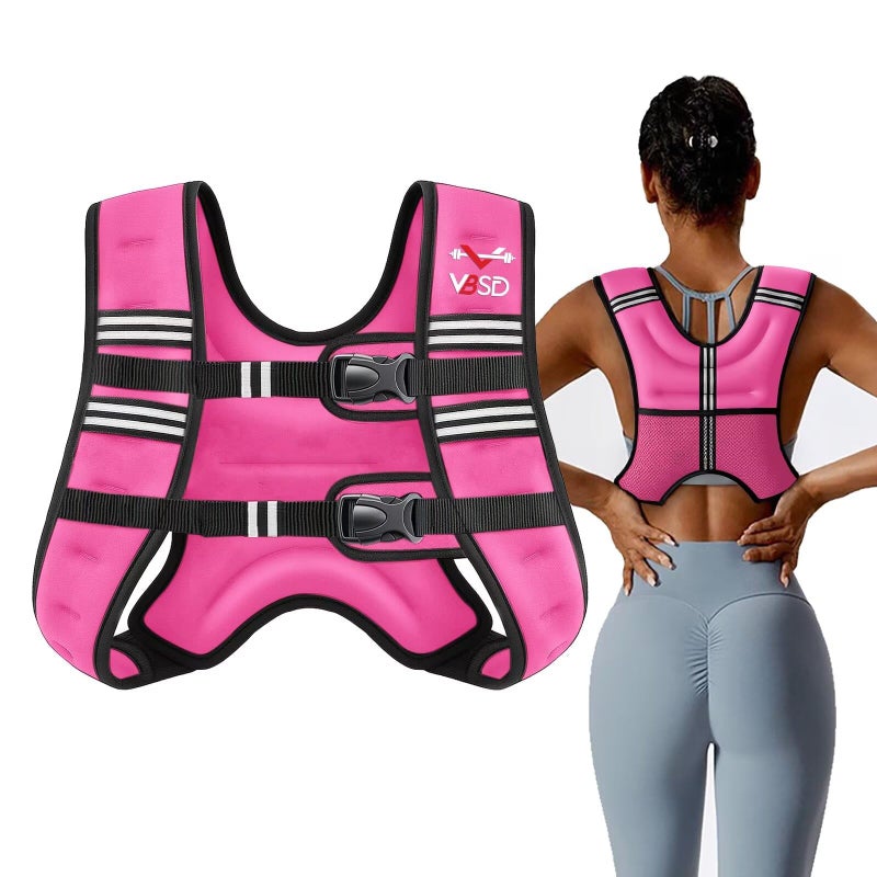 VBSD Weighted Vest Woman 12LB Weight Vest for Women Men Body Weight Vests for Walking Strength Training Running Workout Jogging Fitness Pink - Image 1