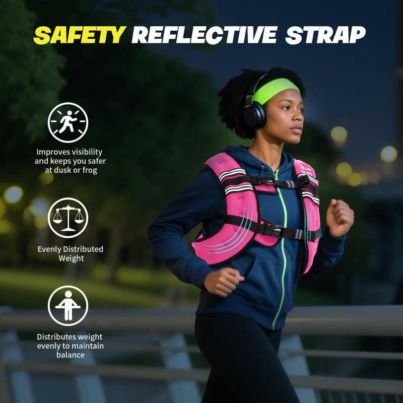 VBSD Weighted Vest Woman 12LB Weight Vest for Women Men Body Weight Vests for Walking Strength Training Running Workout Jogging Fitness Pink - Image 3