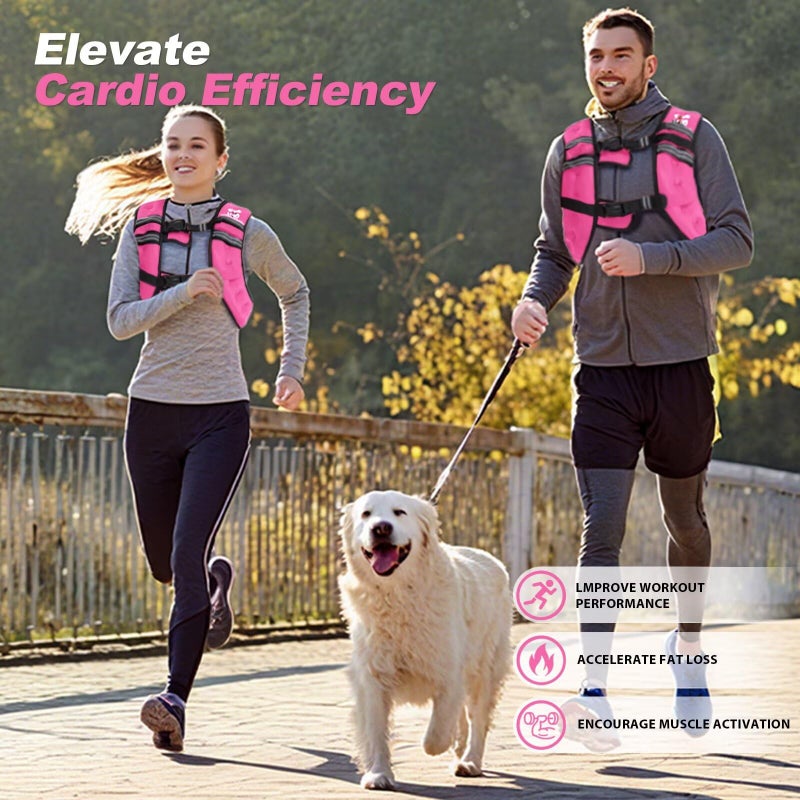 VBSD Weighted Vest Woman 12LB Weight Vest for Women Men Body Weight Vests for Walking Strength Training Running Workout Jogging Fitness Pink - Image 4