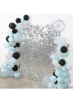 Generic Rainbow Blue Shimmer Wall Backdrop 24PCS Rainbow Blue Sequins Backdrop Decoration Panels, Photo Backdrops for Baby Shower Mermaid Unicorn Birthday Anniversary Wedding Decoration  - Image 4