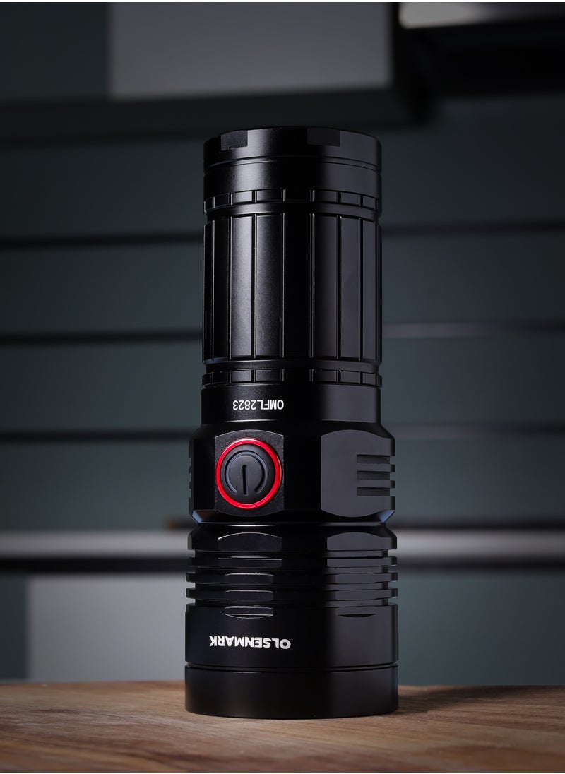 Olsenmark Olsenmark LED Flashlight with Power Bank- OMFL2823, Aluminum Housing with 25W High Power LED, 3000 Lumen, 15 Hours Working Time, Lithium-Ion Battery with Power Reminder  - Image 2