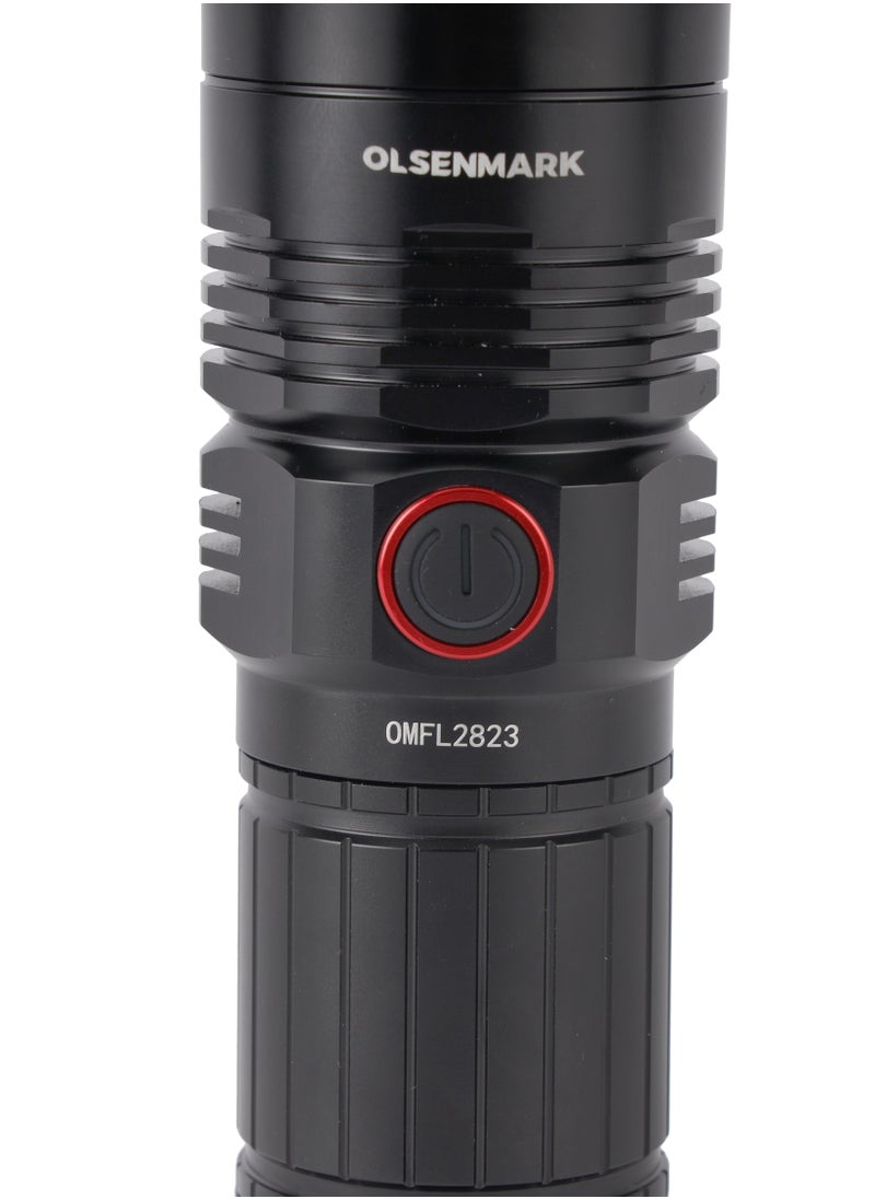 Olsenmark Olsenmark LED Flashlight with Power Bank- OMFL2823, Aluminum Housing with 25W High Power LED, 3000 Lumen, 15 Hours Working Time, Lithium-Ion Battery with Power Reminder  - Image 5