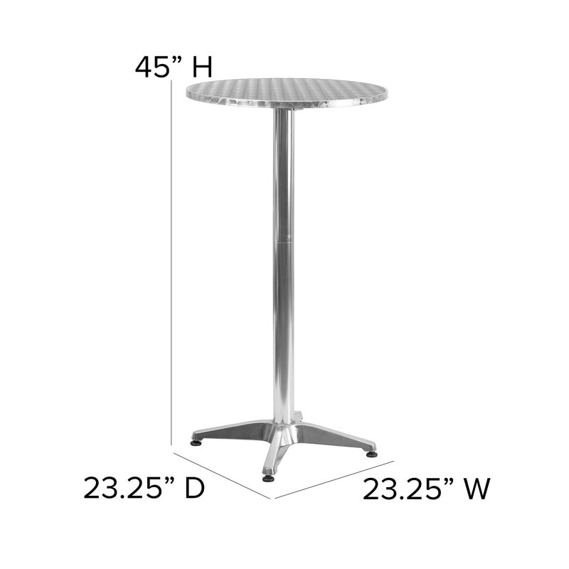Flash Furniture طاولة بار داخلية/خارجية بارتفاع 23.25" من الألمنيوم من فلاش فرنيتشر مع سطح قابل للطي، طاولة كوكتيل بسطح قابل للطي من الألمنيوم الثقيل، فضي - Image 3