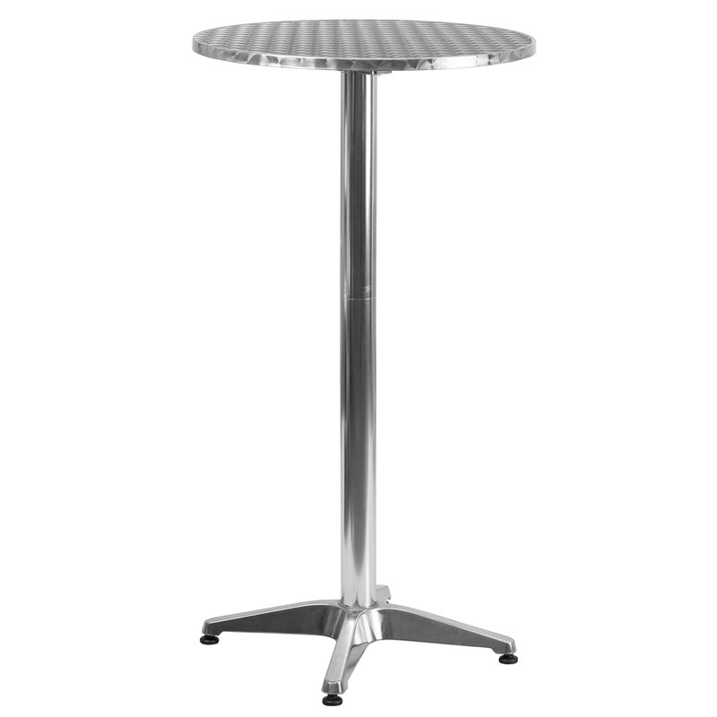 Flash Furniture طاولة بار داخلية/خارجية بارتفاع 23.25" من الألمنيوم من فلاش فرنيتشر مع سطح قابل للطي، طاولة كوكتيل بسطح قابل للطي من الألمنيوم الثقيل، فضي - Image 1