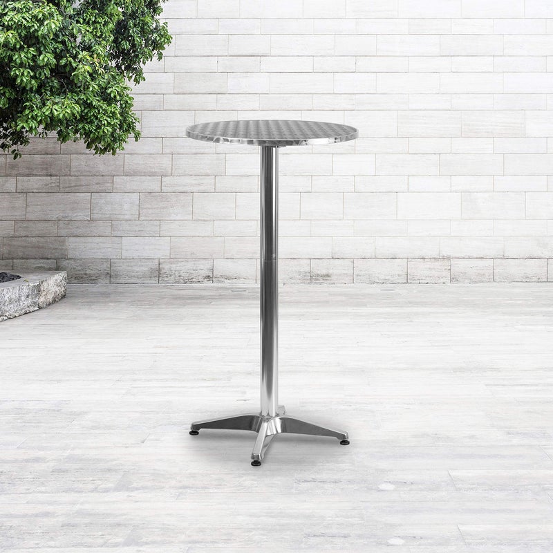 Flash Furniture طاولة بار داخلية/خارجية بارتفاع 23.25" من الألمنيوم من فلاش فرنيتشر مع سطح قابل للطي، طاولة كوكتيل بسطح قابل للطي من الألمنيوم الثقيل، فضي - Image 2