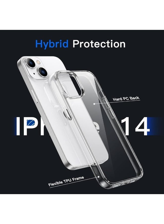2 Pack Case For IPhone 14 6.1-Inch Non-Yellowing Shockproof Phone Bumper Cover Anti-Scratch Clear Back (Clear) - Image 3