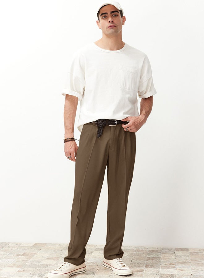 trendyol Beige Baggy Fit Classic Trousers - Image 3