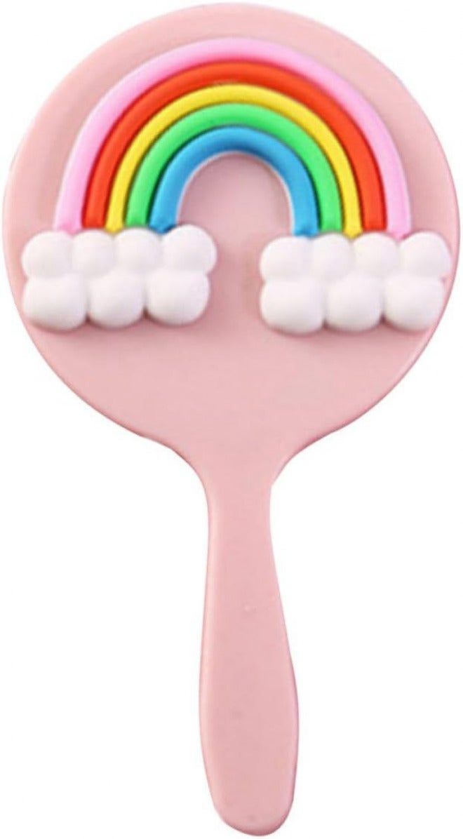 Handheld Cosmetic Mirror Rainbow Portable Makeup Vanity Mirror for Women - Image 1