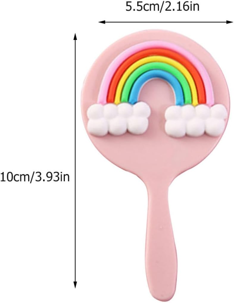 Handheld Cosmetic Mirror Rainbow Portable Makeup Vanity Mirror for Women - Image 2