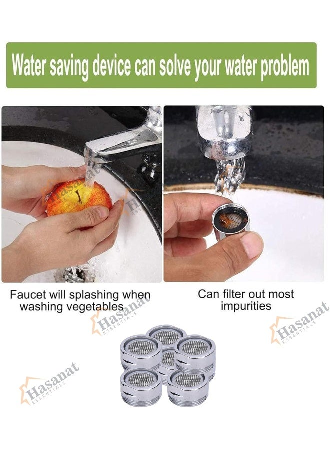 HASANAT ESSENTIALS محول صنبور أساسي 12 قطعة، محول هواء نحاسي لمغسلة المطبخ إلى خرطوم الحديقة، فلتر مياه، فوهة صنبور هواء شبكي 3/4 بوصة 19 مم 20 مم - Image 2