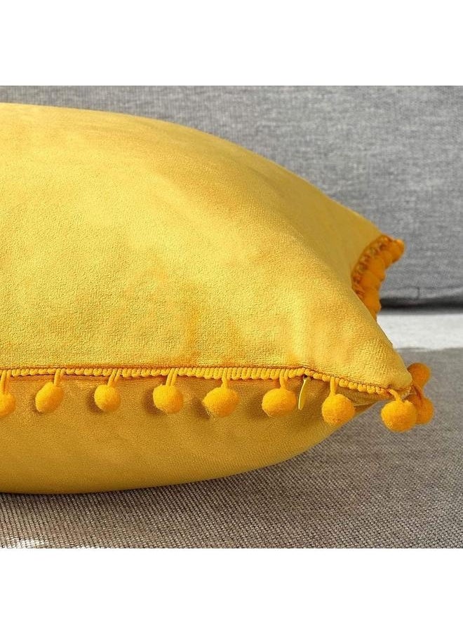 Generic 2 Pack Pillow Covers 18x18 Decorative Boho Throw Pillow Covers Smooth Soft Velvet Pompom Cushion Covers for Living Room Bedroom  - Image 5