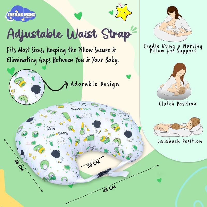 Infans Mini Baby Bedding Set, 4 Pcs Cotton Sleeping Essential|Baby Sleeping Bag|Sleeping Mattress|Mother Nursing Feeding Pillow|Mosquito Net Bed for 0-6 Months (Panda Green) - Image 4